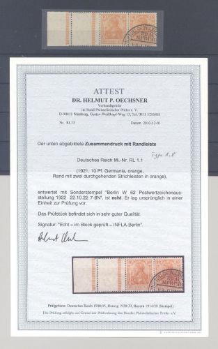 Dt. Reich Zusammendruck Mi.Nr. RL 1.1, Germania gestempelt, FA BPP