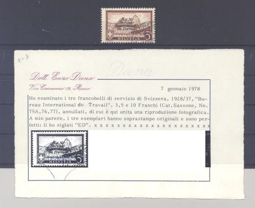 Schweiz Arbeitsorganisation Michel Nr. 48, 3 Fr. gestempelt, Befund