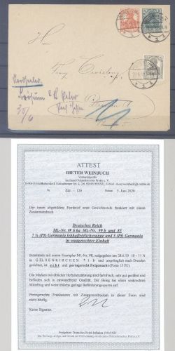 Dt. Reich, Brief Zusammendruck Mi.Nr. W 6 ba, Germania, Befund BPP