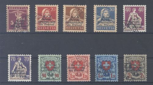 Schweiz Arbeitsorganisation Michel Nummer 15-24 gestempelt