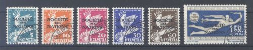 Schweiz Völkerbund Michel Nr. 36-41, Freimarken 1932 gestempelt