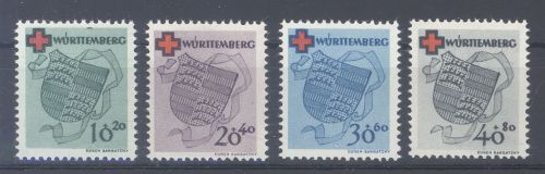 Franz. Zone Württemberg Michel Nummer 40-43 A Rotes Kreuz 1949 **