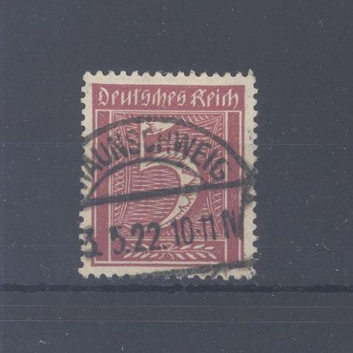 Dt. Reich Michel Nummer 177, 5 Pfg. Freimarke 1921 gestempelt, gp. Infla