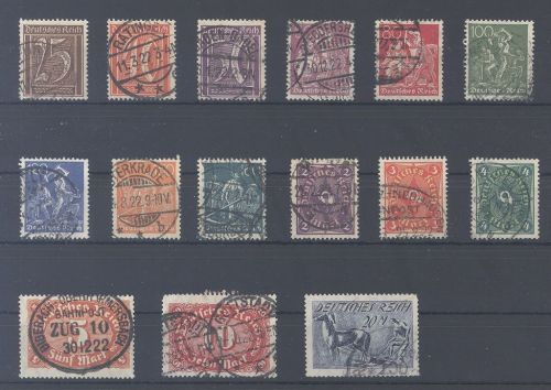 Dt. Reich Michel Nr. 177-96 weitgehend komplett gestempelt, gp. Infla