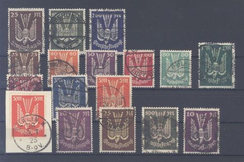 Dt. Reich, gestempelter Posten Holztaube auf Steckkarte, geprüft Infla