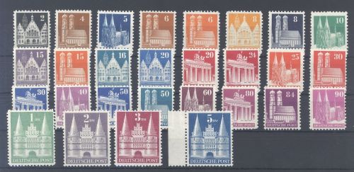 Bizone Michel Nummer 73-100 wg, Bauten weite Zähnung **