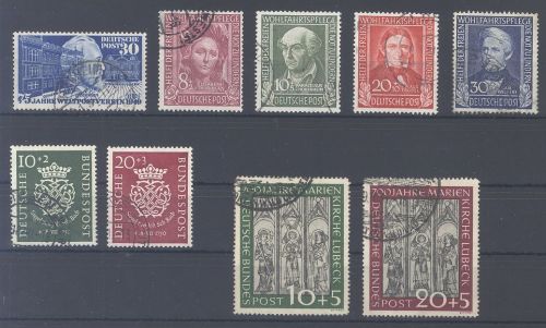 Bund, gestempelter Posten aus 1949-51 auf Steckkarte