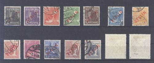 Berlin Michel Nummer 21-34, Rotaufdruck gestempelt, 33 geprüft BPP