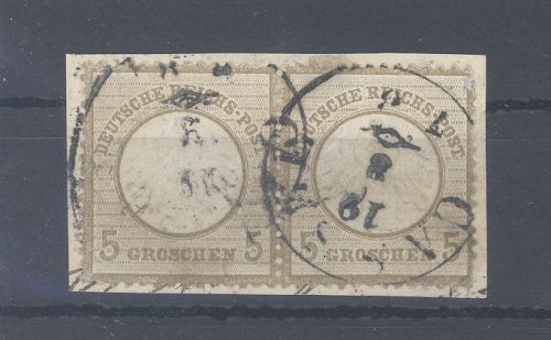 Dt. Reich Michel Nummer 6, 5 Groschen 1872 als gestempeltes Paar