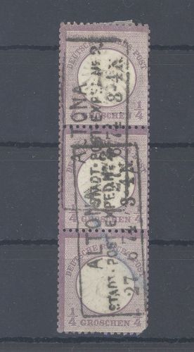 Dt. Reich Michel Nummer 16, 1-4 Groschen im gestempelten Dreierstreifen
