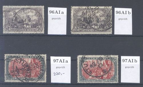 Dt. Reich Michel Nummer 96-97 aus Freimarken 1905 gestempelt, geprüft