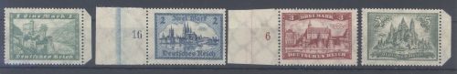 Dt. Reich Michel Nummer 364-67, Bauwerke 1924-27 ** vom Seitenrand
