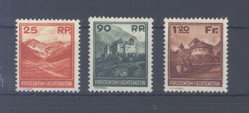 Liechtenstein Michel Nummer 119-21, Freimarken 1933 ungebraucht *