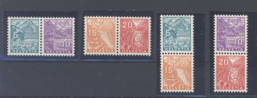 Schweiz, 4 Zusammendrucke aus Block 1, NABA 1934 **