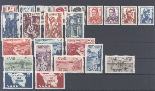 Saarland Michel Nummer 239-61, Jahrgang 1949 ohne Blöcke **
