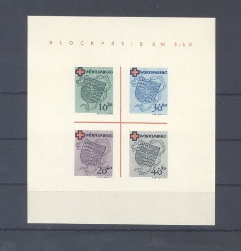 Franz. Zone Württemberg Block 1, Rotes Kreuz 1949 (*)