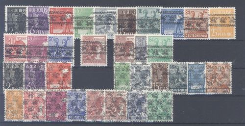 Bizone Michel Nummer 36-51 I+II Überdruckausgaben incl. 49 I ** gp.