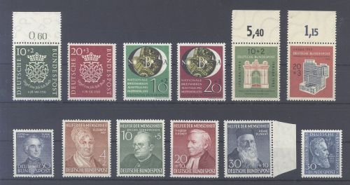 Bund, ** Posten besserer Werte und Sätze aus 1949-51