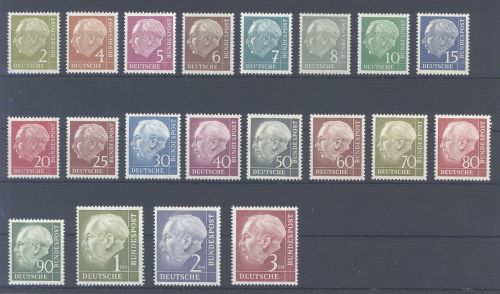 Bund Michel Nummer 177-96, Heuss I **, 189-90 geprüft BPP