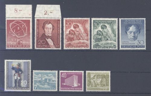 Berlin, ** Posten aus 1950-53 auf Steckkarte