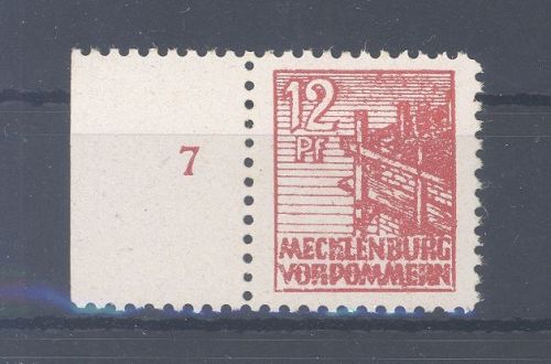 SBZ Michel Nummer 36xcc, 12 Pfg. Freimarke 1946 **, geprüft BPP