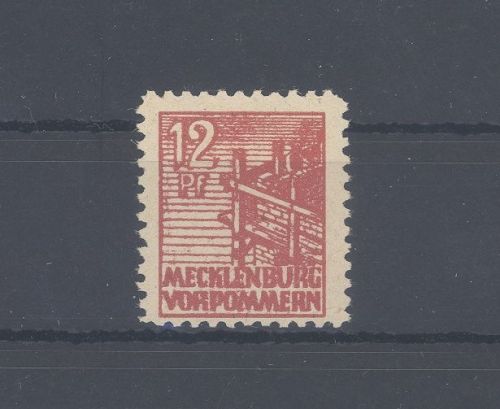 SBZ Michel Nummer 36ydd, 12 Pfg. Freimarke dunkles Papier **, gp. BPP