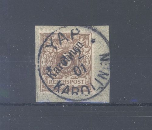 Dt. Kolonien Karolinen Michel Nummer 1 I, 3 Pfg. Traumstempel, signiert