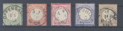 Dt. Reich Michel Nummer 7-11, Kreuzer kleines Br. 1872 gestempelt,