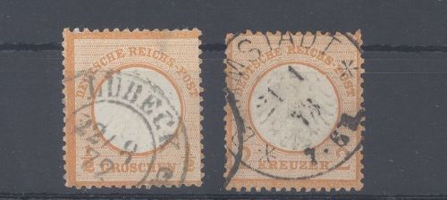 Dt. Reich Michel Nummer 14-15, Freimarken 1872 gestempelt