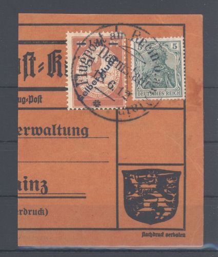 Dt. Reich Michel Nummer IV Flugpost Gelber Hund auf Briefstück