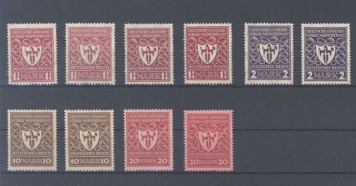 Dt. Reich, ** Posten Farben Michel Nummer 199-204, geprüft Infla