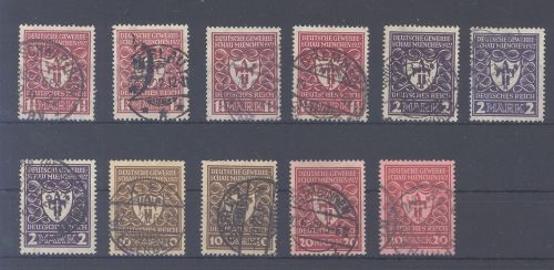 Dt. Reich, gestempelter Posten Farben Michel Nummer 199-204 gp. Infla