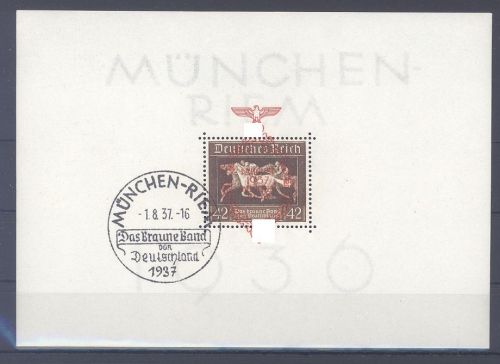 Dt. Reich Block 10 Braunes Band München Riem 1937 ESST