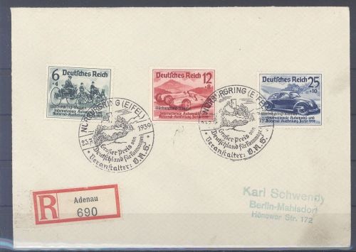 Dt. Reich, Brief Michel Nummer 695-97, Nürburgrennen 1939 SST