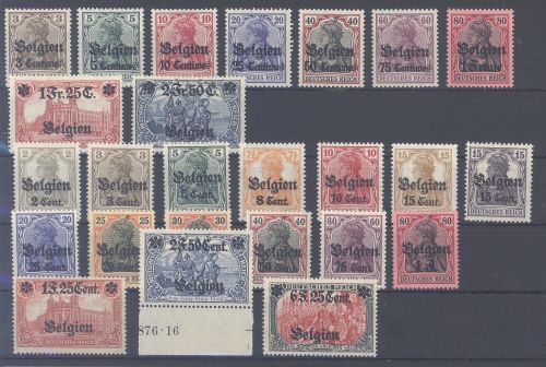 Dt. Bes. 1. WK Belgien Michel Nummer 1-25, Freimarken 1914-18 */**