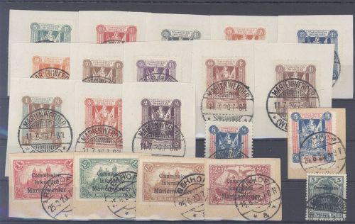 Dt. Abstimmung Marienwerder, gestempelter Posten, viele Briefstücke