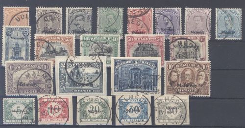 Dt. Abstimmung Malmedy Michel 1-17 und Porto 1-5 gestempelt