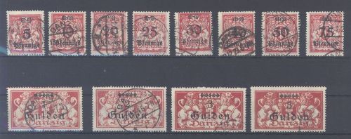 Danzig Michel Nummer 181-92, Freimarken 1923 gestempelt