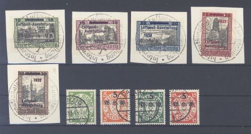 Danzig Michel Nummer 231-39 aus 1932-34 gestempelt