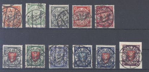Danzig Dienst Michel Nummer 41-51, Freimarken 1924 gestempelt