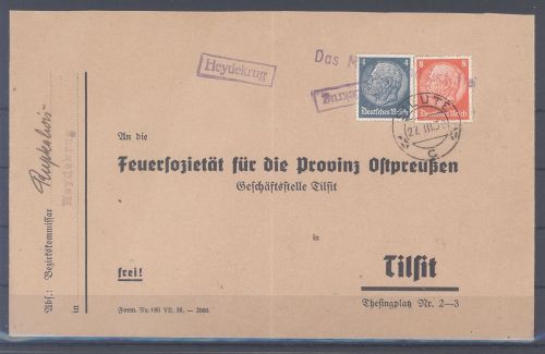 Memel, Dienstbrief 1939 mit Handstempel "Das Memelland ist frei"