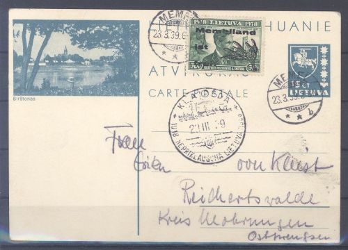 Memel, Litauische GA mit 30 Cent Lokalausgabe Type III EF mit SST