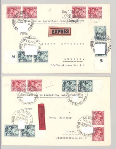 Dt. Bes. 2. WK Sudetenland, 2 Briefe aus 1938 aus dem Sudetenland