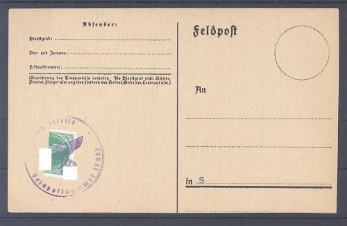 Dt. Bes. 2. WK Kurland, Halbierung gestempelt auf Feldpostkarte, gp.
