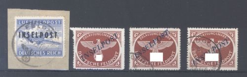 Dt. Feldpost Inselpost, kleinerer Posten mit Michel Nummer 8 B, Rhodos