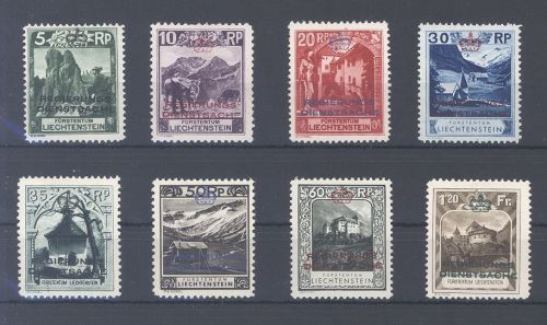 Liechtenstein Dienst Michel Nr. 1-8, Freimarken 1932 ungebraucht *