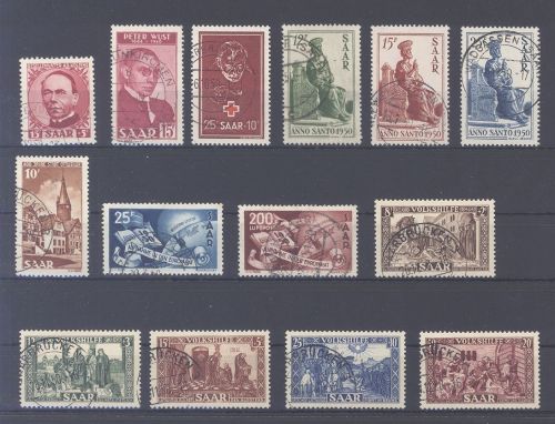 Saarland Michel Nr. 289-303 Jahrgang 1950 fast komplett gestempelt