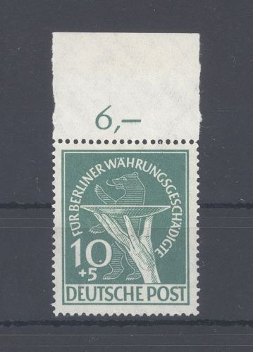 Berlin Michel Nr. 68 II 10 Pfg Währungsgeschädigte PF II ** Oberrand