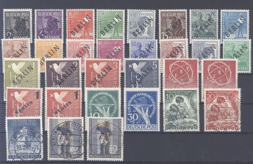 Berlin, interesanter Posten ab Michel Nummer 1-20 auf Steckkarte