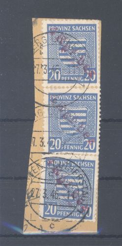 Dt. Lokalpost Wittenberg Mi.Nr. 21 als gestempelter Dreierstreifen